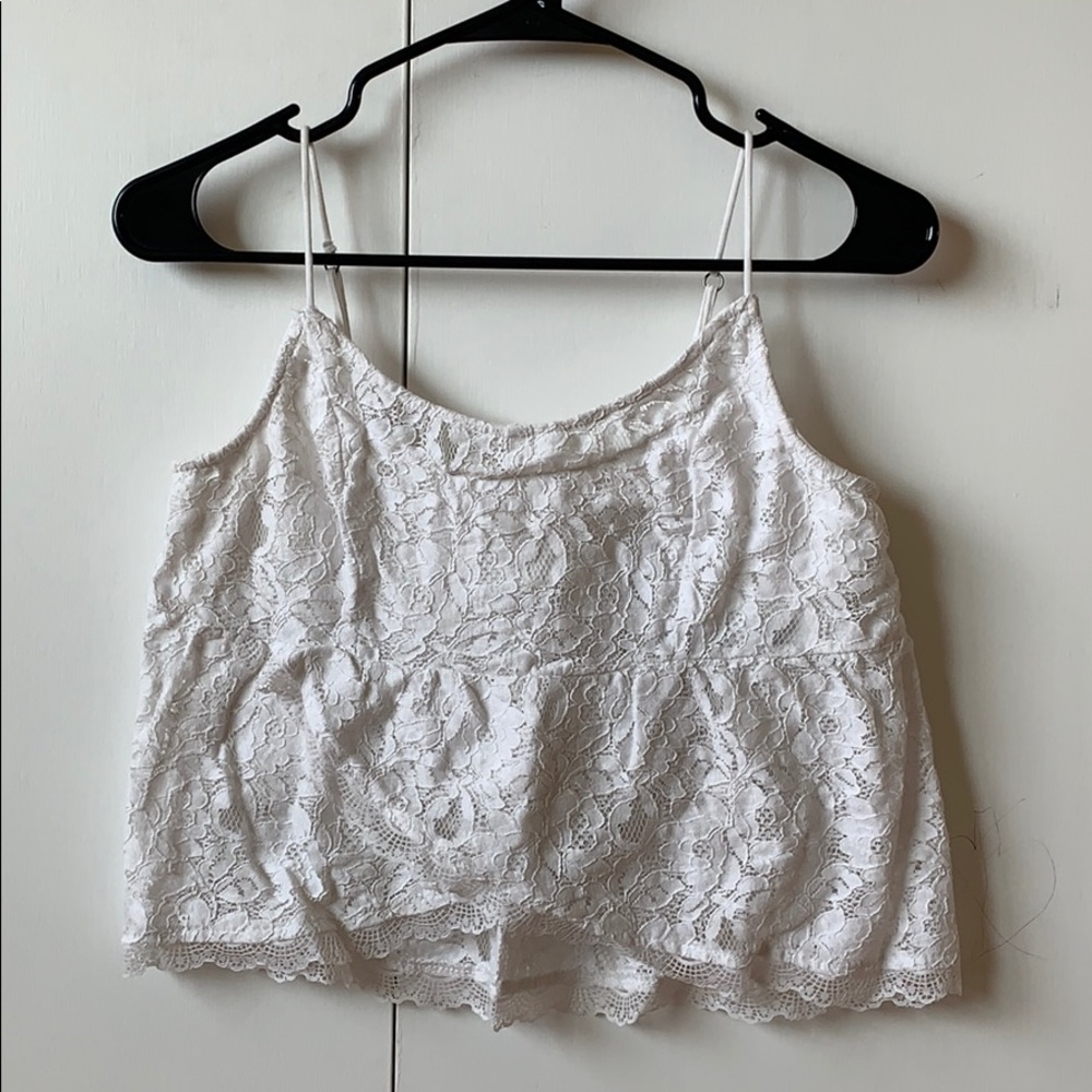 Hollister white lace tank top